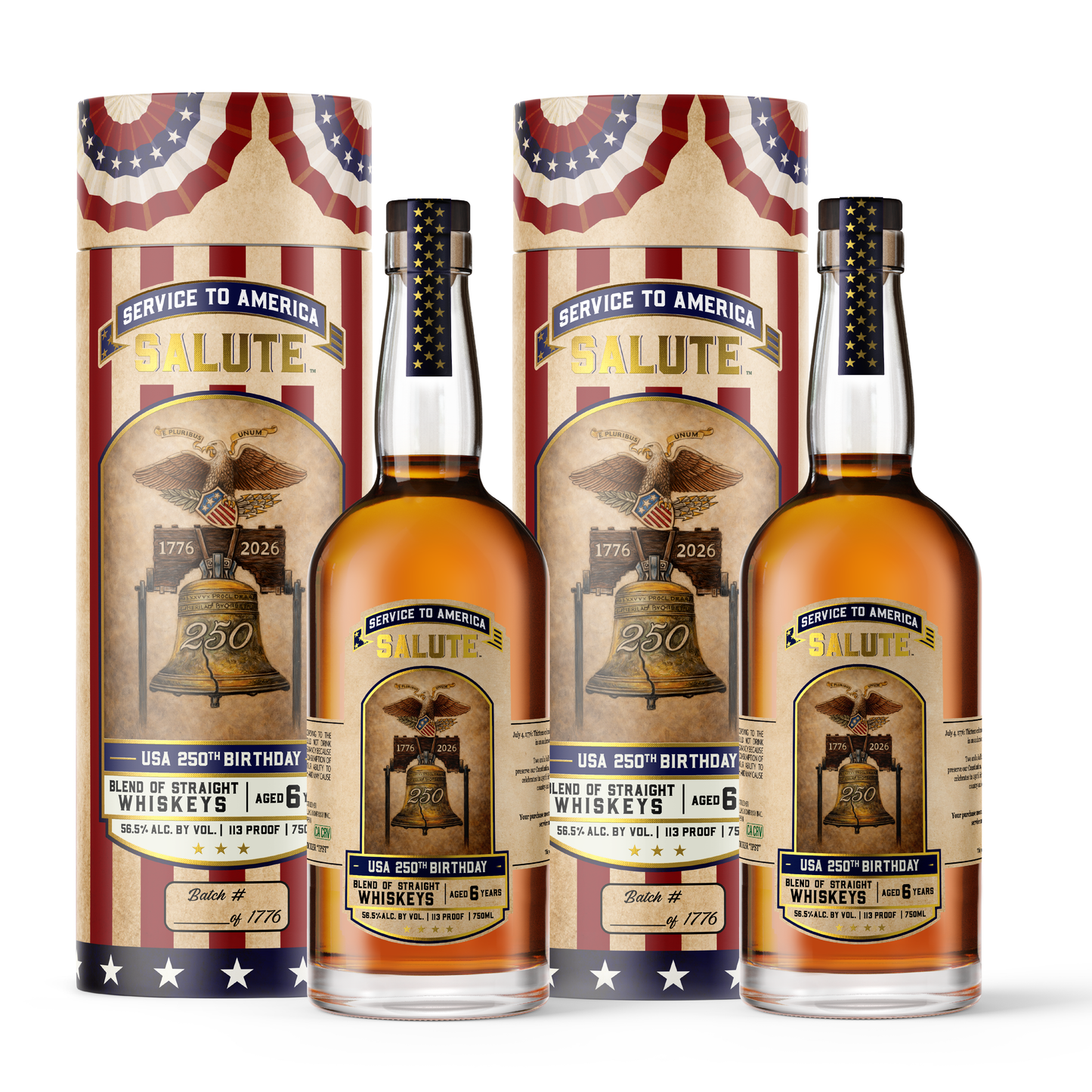 Service to America Salute™ Whiskey - USA 250th Birthday - Two Bottle Set